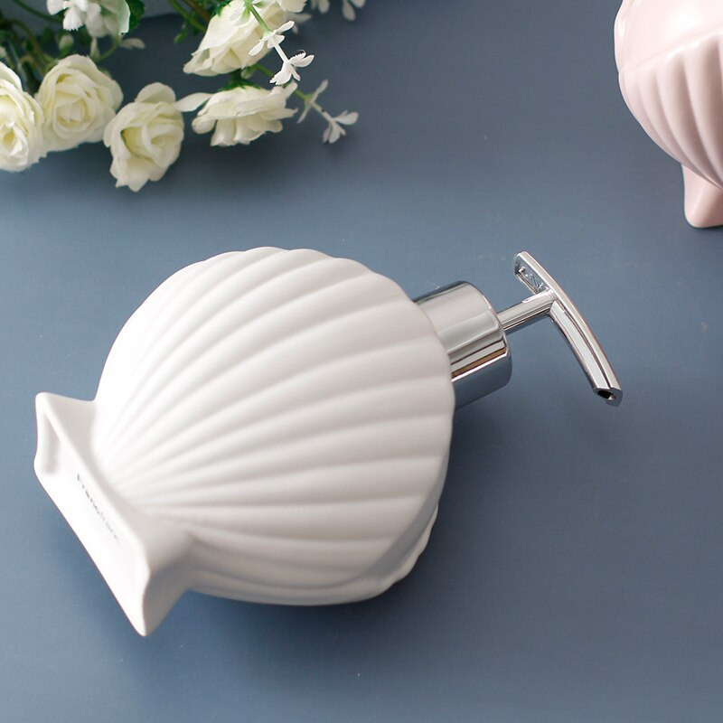 280ml Shell Shape Kerámia szappanadagoló konyhai kézfertőtlenítő flakon tusfürdő Fürdőszoba kiegészítők 10,5*6,5*15cm