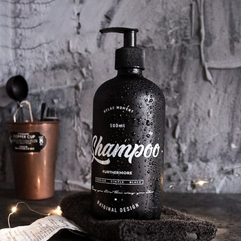 Body Wash Bottle Shampoo 500ml Black Glass Soap Dispenser Home Hotel Liquid Empty Refill Μπουκάλια αποθήκευσης Προμήθειες μπάνιου