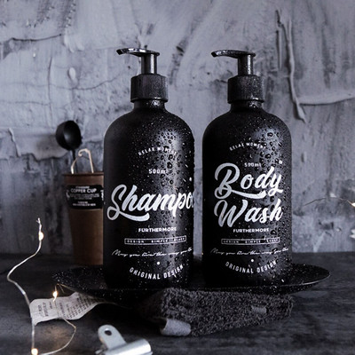 Body Wash šampoonipudel 500 ml must klaasseebi dosaator Avaleht Hotel Vedelik Tühi Täitmispudelid Vannitoatarbed