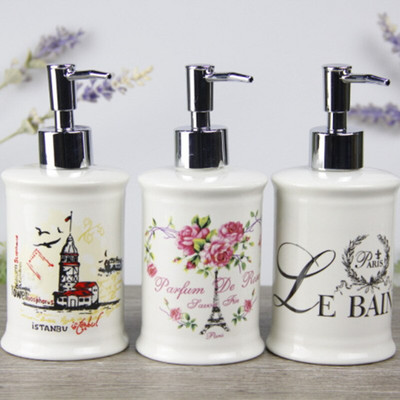 380 ml-es kerámia fürdőszobai kiegészítők tusfürdős flakon konyhába Romantic House szappanadagoló kézfertőtlenítő palack Lotion palack