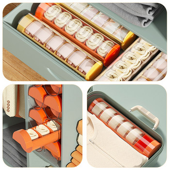 6 решетки Кутия за съхранение на чорапи Сгъваема кутия за чекмеджета Организатори Шкафове за дрехи Кутия за съхранение на долни гащи с прозрачен капак