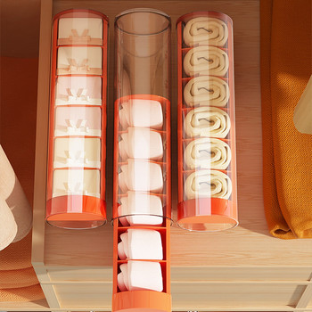 6 Grids Sock Storage Organizer Box Πτυσσόμενο ντουλάπι Συρτάρι Organizers Ντουλάπες ρούχων Σώβρακα Κουτί αποθήκευσης με διαφανές κάλυμμα