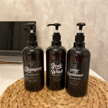 3 σε 1 Σετ 500ml Σαπουνιού Διανομέας Μπάνιου Body Wash Hair Conditioner Shampoo Bottle Home Plastic Liquid Storage Sub-Bottle