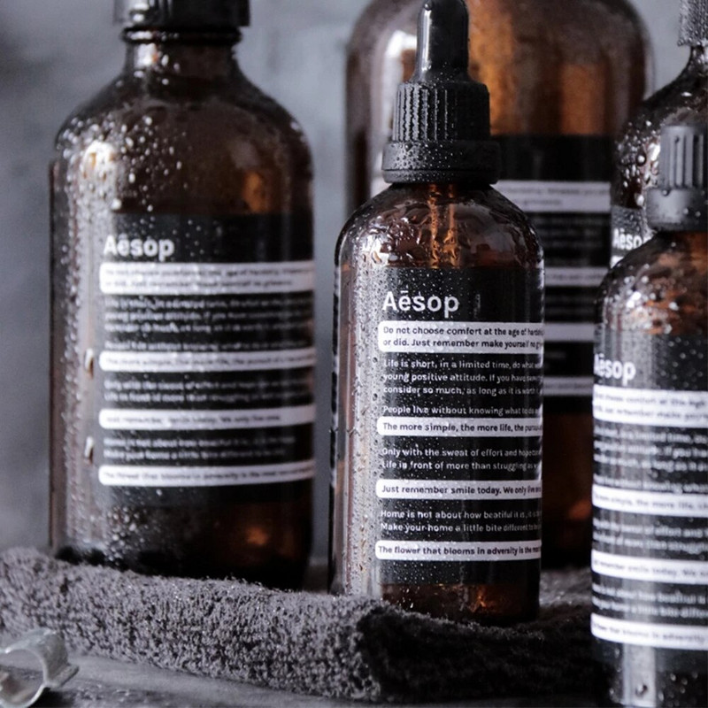 Flacon de depozitare din sticlă maro, 250 ml, 500 ml, dozator de săpun, flacon de șampon pentru baie, nordic, 100 ml, ulei esențial, flacon picurător gol