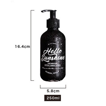 250ml Μαύρο γυάλινο σαπούνι δοσομετρητής σαμπουάν για πλύσιμο χεριών Μπουκάλι υγρού άδειου αναπλήρωσης υπο-μπουκάλι αποθήκευσης Αξεσουάρ οικιακού μπάνιου