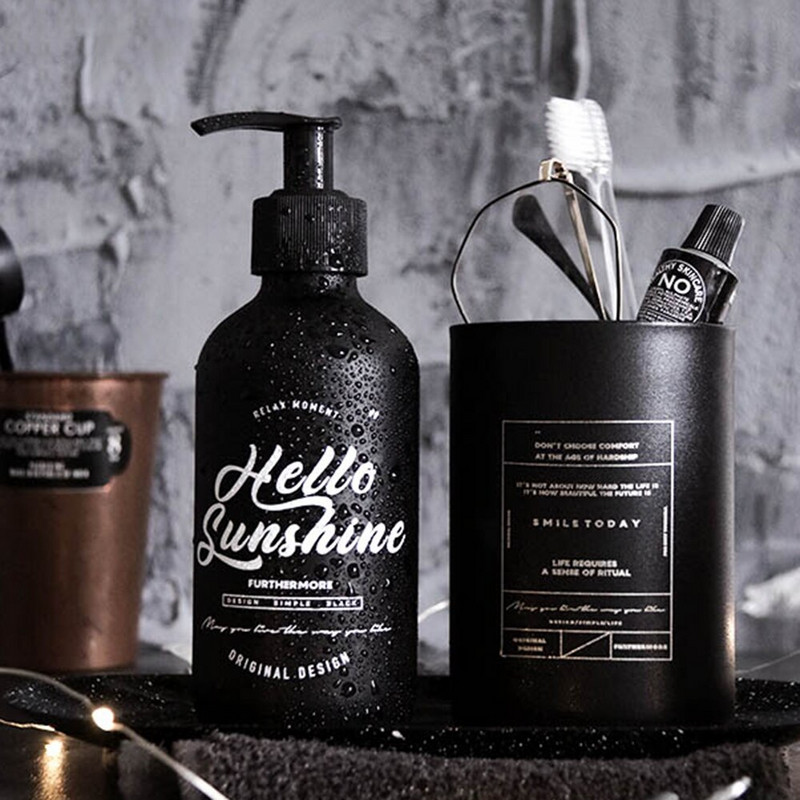 Dozator de săpun din sticlă neagră de 250 ml Flacon de șampon pentru spălarea mâinilor lichid gol de umplere Sub-sticlă Accesorii pentru baie pentru casă