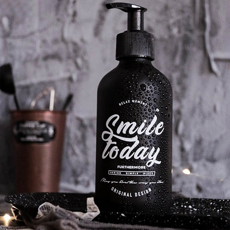Dozator de săpun din sticlă neagră de 250 ml Flacon de șampon pentru spălarea mâinilor lichid gol de umplere Sub-sticlă Accesorii pentru baie pentru casă