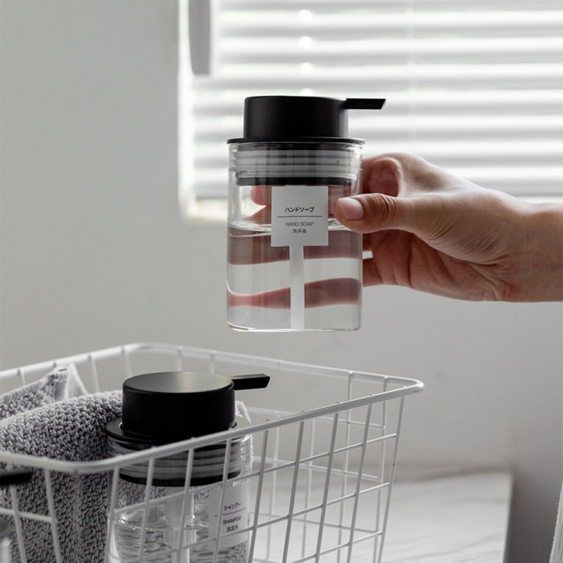 280 ml-es szappanadagoló Kezdőlap Szállodai Fürdőszoba Test Kézszappanos samponpalackok Átlátszó Üveg Üres Utántöltő Tárolási alpalack