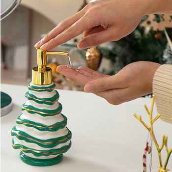 WHYOU Cermic Christmas Tree Shampoo Bottle Dispensers Liquid Soap Emulsion Latex Hand Wish Bottles Σετ αξεσουάρ μπάνιου
