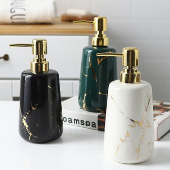 Marble Texture 400ml Dispenser υγρού σαπουνιού Golden Pressing Head Κεραμικό απολυμαντικό χεριών Μπουκάλι αφρόλουτρο Αξεσουάρ μπάνιου