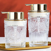 Relief Craft Glass Soap Dispenser European Modern Golden Stroke μπουκάλι σαμπουάν Διαφανές απολυμαντικό χεριών Αξεσουάρ μπάνιου