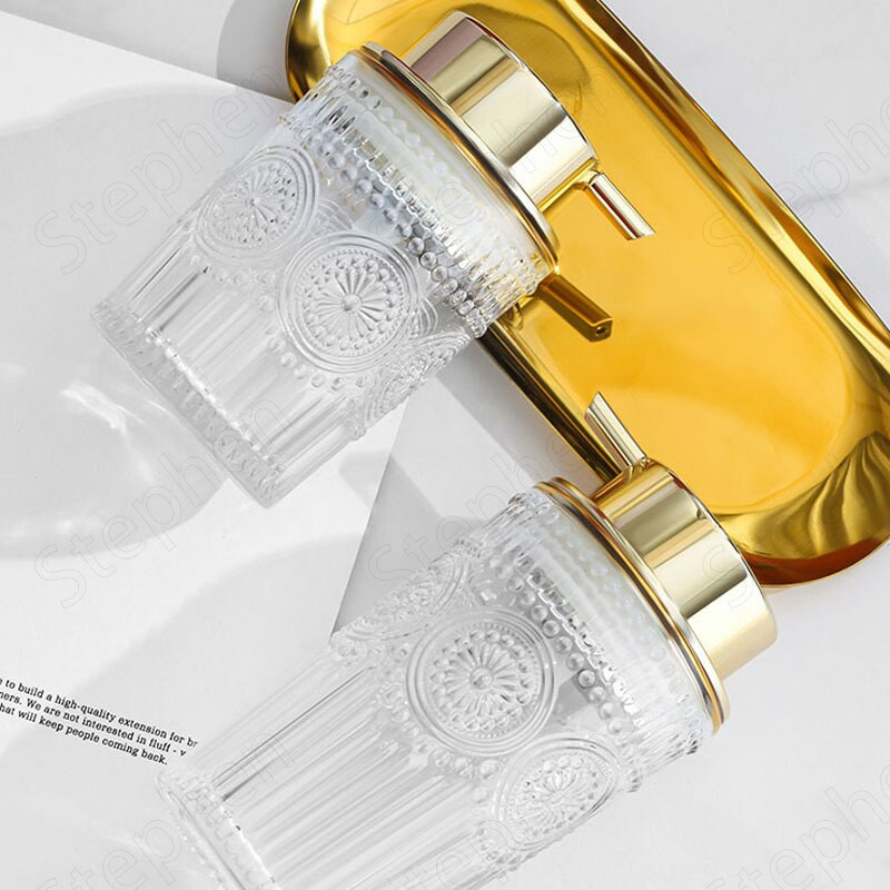 Relief Craft Glass Soap Dispenser European Modern Golden Stroke μπουκάλι σαμπουάν Διαφανές απολυμαντικό χεριών Αξεσουάρ μπάνιου