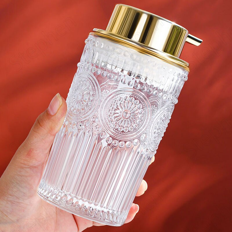 Relief Craft Glass Soap Dispenser European Modern Golden Stroke μπουκάλι σαμπουάν Διαφανές απολυμαντικό χεριών Αξεσουάρ μπάνιου