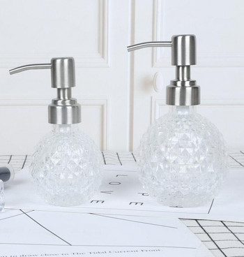 Европейски прозрачен стъклен дозатор за душ гел и сапун Бутилка за дезинфектант за ръце със златна и сребърна бутилка с лосион за глава