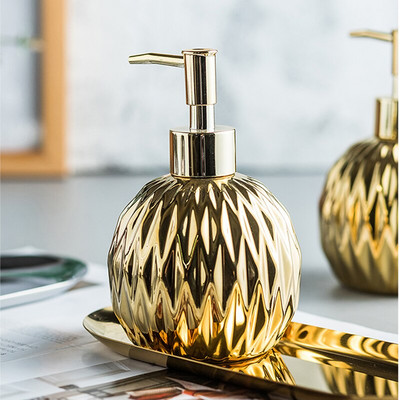 Prabangus Blizgantis auksu arba sidabru Art deimantinis granatas muilo dozatorius Vonios siurblys Skystas losjonas Keraminis kvepalų buteliukas