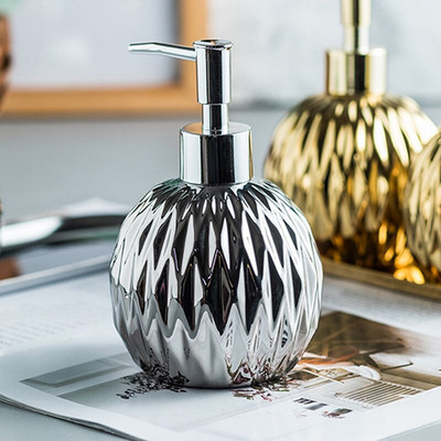 Prabangus Blizgantis auksu arba sidabru Art deimantinis granatas muilo dozatorius Vonios siurblys Skystas losjonas Keraminis kvepalų buteliukas