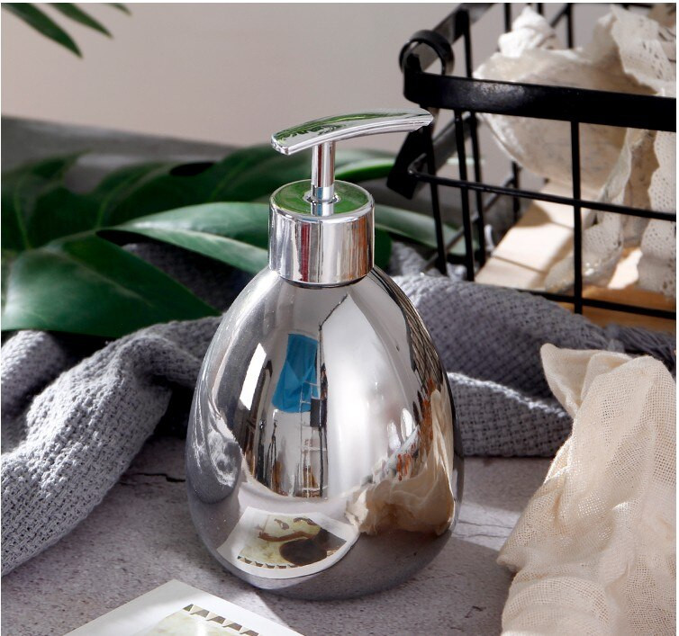 400ml Nordic Lotion Bottle Silver Mirro Bottle Kerámia szappanadagoló sampon tusfürdős Palack Kerámia Kézfertőtlenítő Palack Pr