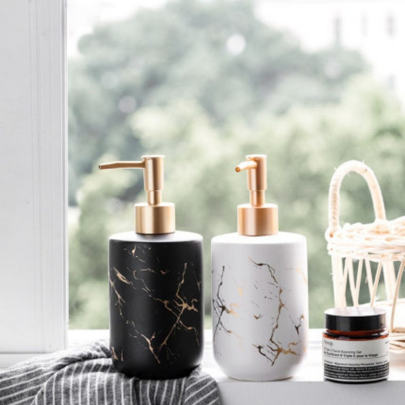 Vonios dozatoriai Keraminiai losjono buteliukai marmurinio rašto rankų dezinfekavimo priemonės dušo želė buteliukas muilo dozatorius vonios kambario priedai