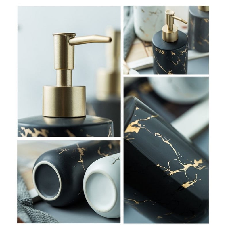 Vonios dozatoriai Keraminiai losjono buteliukai marmurinio rašto rankų dezinfekavimo priemonės dušo želė buteliukas muilo dozatorius vonios kambario priedai