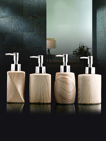 Creative Wood Grain Ceramic Soap Dispenser Αξεσουάρ διακόσμησης μπάνιου για οικιακή λοσιόν τύπου Push Νιπτήρας υποεμφιαλώσεως
