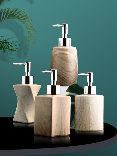 Creative Wood Grain Керамичен дозатор за сапун Домакински Push-тип Лосион Бутилка Мивка Подбутилиране Аксесоари за декорация на баня