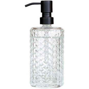 Стъклена бутилка лосион Черна компресионна помпа от неръждаема стомана Бутилка за сапун Прозрачна преса Сапун за баня Дозатор за аксесоари за баня