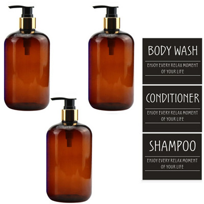 Rankų preso muilo dozatoriaus rinkinys šampūno kondicionieriaus kūno prausimo voniai dušo buteliukams Tušti pakartotinai užpildomi buteliukai su etiketėmis