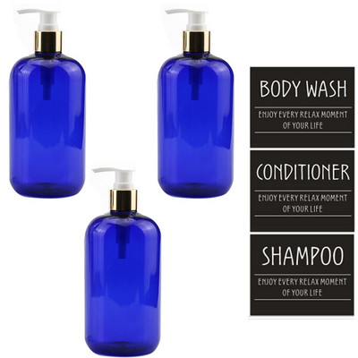 Rankų preso muilo dozatoriaus rinkinys šampūno kondicionieriaus kūno prausimo voniai dušo buteliukams Tušti pakartotinai užpildomi buteliukai su etiketėmis