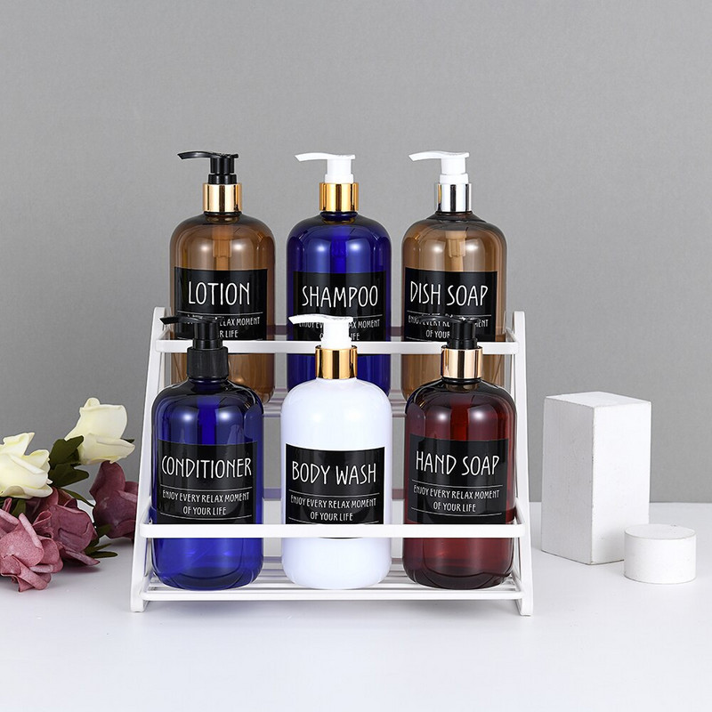 Rankų preso muilo dozatoriaus rinkinys šampūno kondicionieriaus kūno prausimo voniai dušo buteliukams Tušti pakartotinai užpildomi buteliukai su etiketėmis