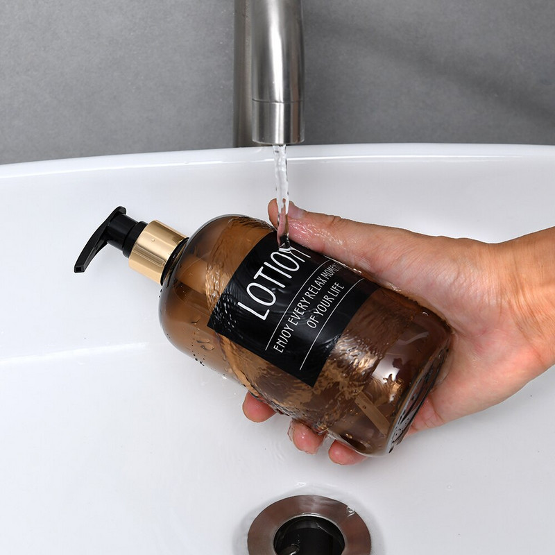 Rankų preso muilo dozatoriaus rinkinys šampūno kondicionieriaus kūno prausimo voniai dušo buteliukams Tušti pakartotinai užpildomi buteliukai su etiketėmis