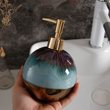 Творчески кръгъл керамичен дозатор за сапун Дезинфектант за ръце Шампоан за бутилиране на влага Домашен преносим дозатор за сапун Декор за баня