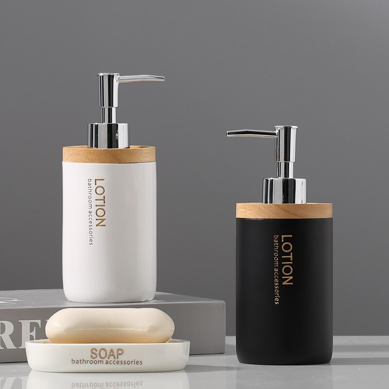 Modernus kvadratinis keraminis nešiojamas muilo dozatorius buitinis spaudos tipas losjonas buteliukas tualetinis šampūnas drėgmės išpilstymas vonios kambario dekoras