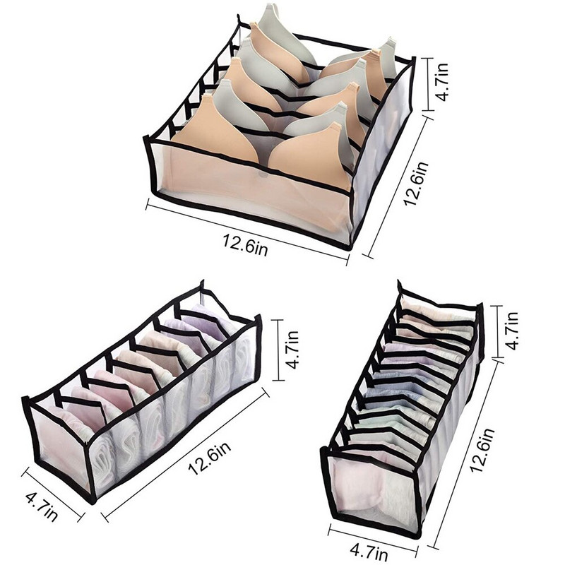 Apatinių drabužių stalčių laikiklis, sulankstomos apatinio trikotažo skirstytuvo dėžutės, spintos skyriai kojinėms Liemenėlės Kaklaraiščiai apatinio trikotažo šalikai