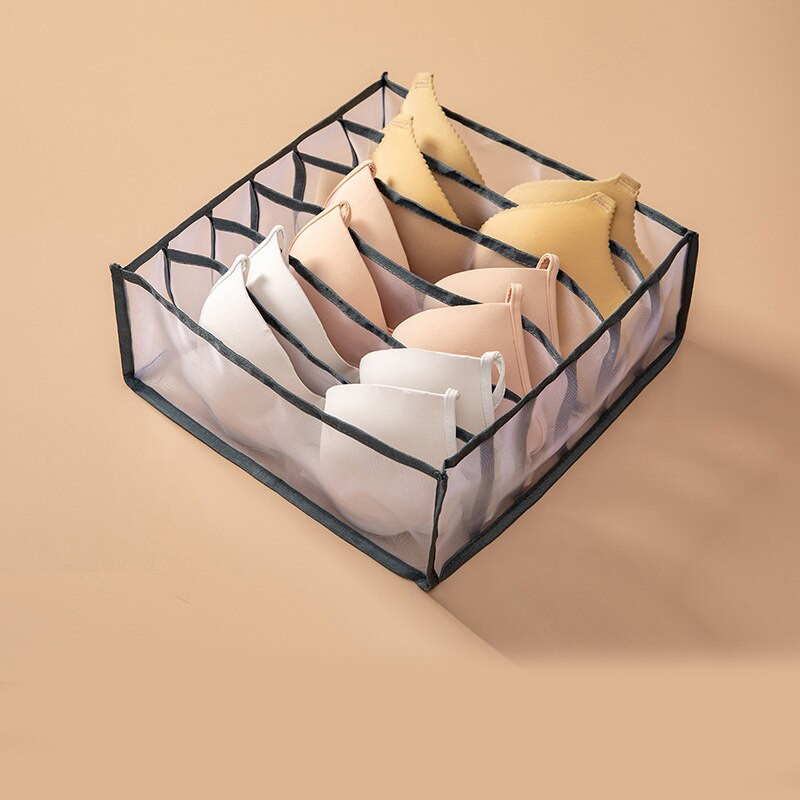 3 buc/set Grid Cutie de depozitare pentru lenjerie de corp, șosete, sutien, chiloți, organizare, sertar, despărțitor ordonat, cutii de țesături din plasă cu plasă #A