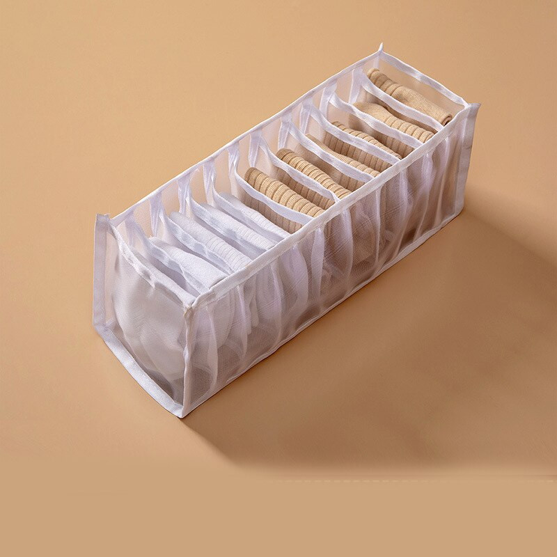 3 buc/set Grid Cutie de depozitare pentru lenjerie de corp, șosete, sutien, chiloți, organizare, sertar, despărțitor ordonat, cutii de țesături din plasă cu plasă #A