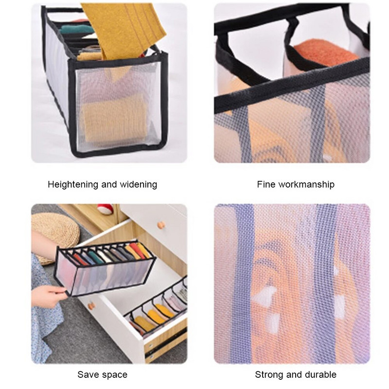 Fehérnemű melltartó rendszerező tároló doboz fiók hálóterem szekrénysorrendező zoknihoz átlátszó nylon összehajtható fiókrendszer