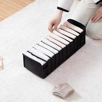 Organizatoare de lenjerie de corp Organizator pliabil de dulap de depozitare Cutie de depozitare despărțitoare Organizator de sertar Sosete Legături Cutie cu 11 grile pentru haine