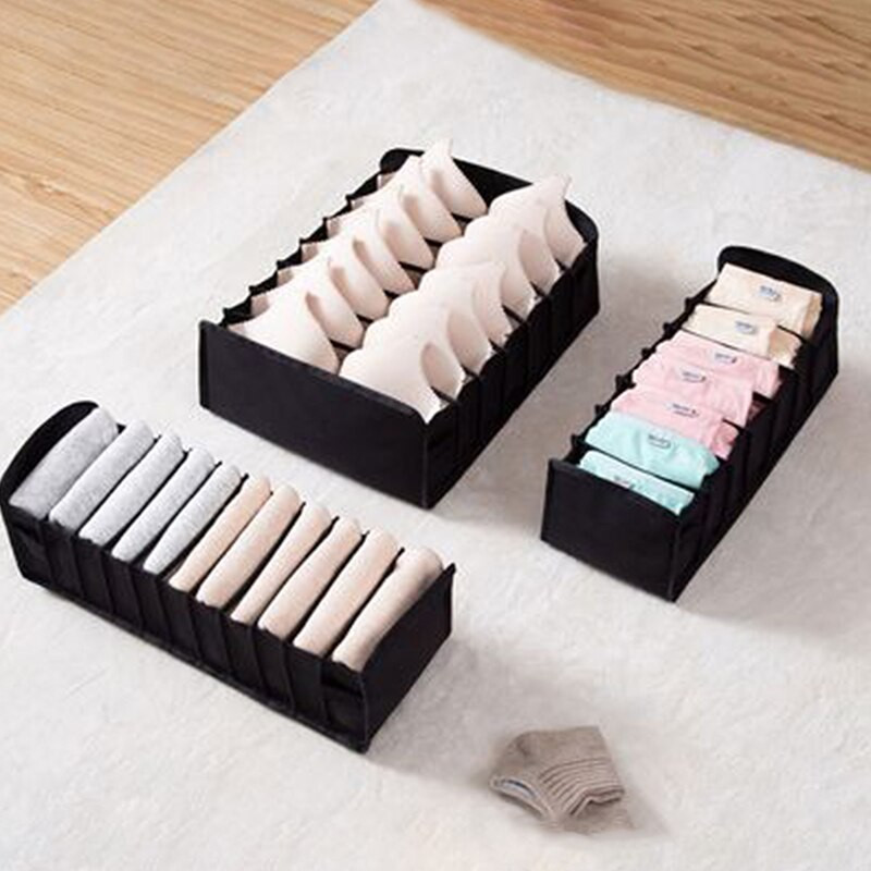 Organizatoare de lenjerie de corp Organizator pliabil de dulap de depozitare Cutie de depozitare despărțitoare Organizator de sertar Sosete Legături Cutie cu 11 grile pentru haine