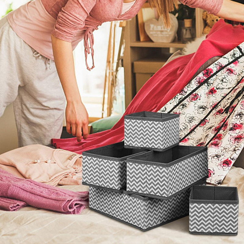 Stalčių Tvarkyklės Drabužiai 6 Rinkinys Spausdinimas Neaustinis audinys Stalčių skirstytuvai Kelių skyrių spintos laikymo dėžutė apatiniams drabužiams Soc