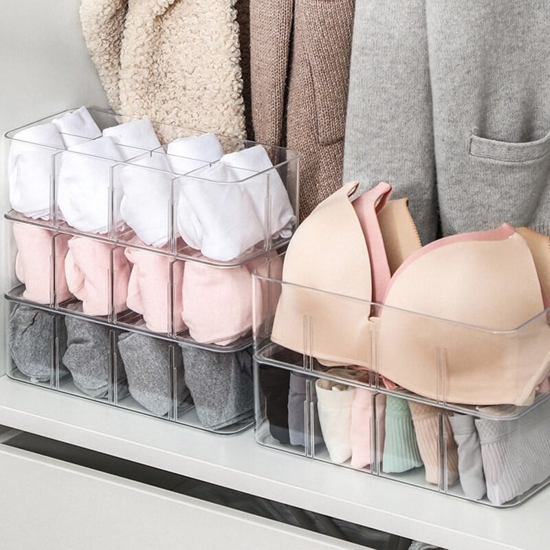 Átlátszó ruhák tároló dobozok fehérnemű tároló dobozok zoknik Rövidnadrágok melltartó szekrény Ruha rendszerezők otthoni fiókos szekrényhez