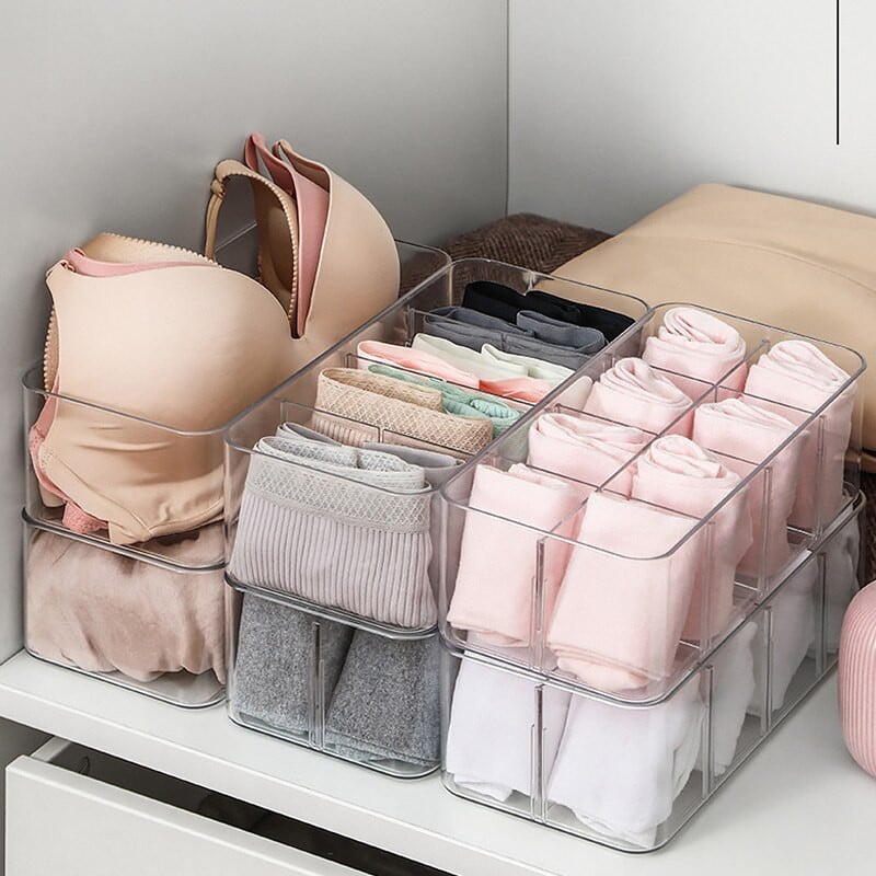 Átlátszó ruhák tároló dobozok fehérnemű tároló dobozok zoknik Rövidnadrágok melltartó szekrény Ruha rendszerezők otthoni fiókos szekrényhez