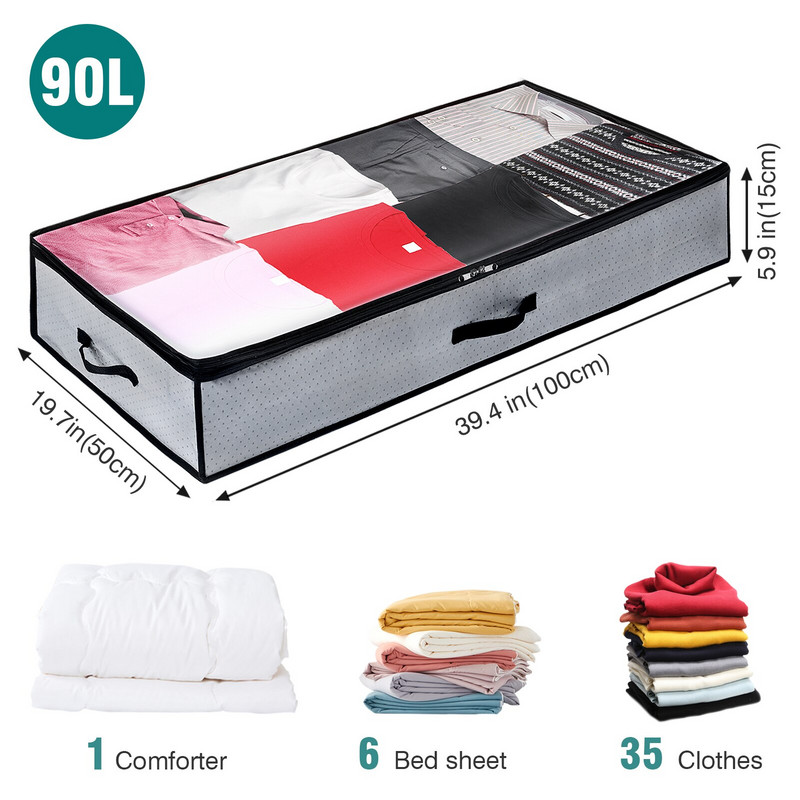 GoMaihe Комплект от 3/4 части Сгъваема юрганка Чанта за съхранение на дрехи Органайзер Играчка Torage Прахоустойчива гардеробна кутия