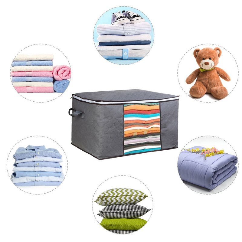 GoMaihe Комплект от 3/4 части Сгъваема юрганка Чанта за съхранение на дрехи Органайзер Играчка Torage Прахоустойчива гардеробна кутия