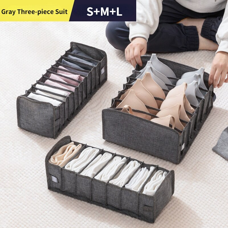 3 db fehérnemű tároló doboz zokni melltartó bugyi elkülönítés és rendszerezés fiókos szekrény tároló doboz ruházat tároló rendszer összecsukható