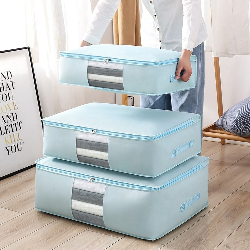 Сгъваема чанта за съхранение на дрехи Голям органайзер за гардероб от нетъкан текстил Органайзер за одеяло с цип Органайзер за одеяла за съхранение на дрехи Органайзер за дрехи