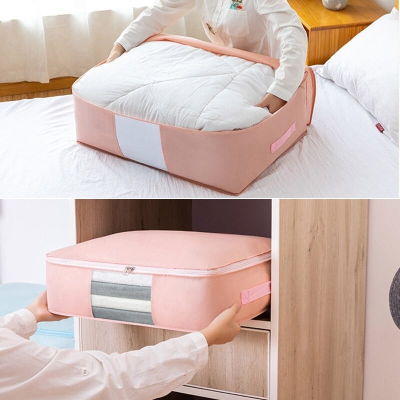 Сгъваема чанта за съхранение на дрехи Голям органайзер за гардероб от нетъкан текстил Органайзер за одеяло с цип Органайзер за одеяла за съхранение на дрехи Органайзер за дрехи