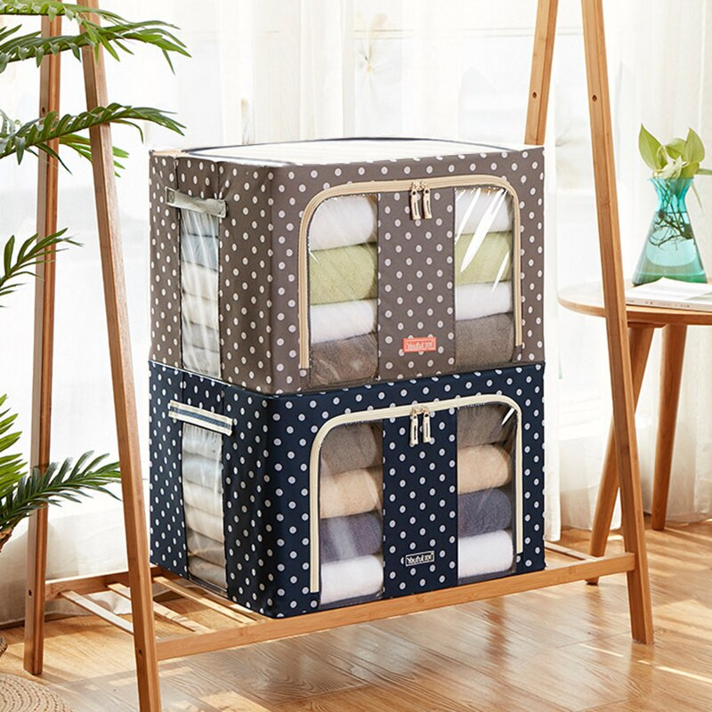 Сгъваема кутия за съхранение на дрехи Оксфорд органайзер за юргани с голям капацитет Прозрачна кутия за играчки, устойчива на прах Кутия за довършване Органайзер за гардероб