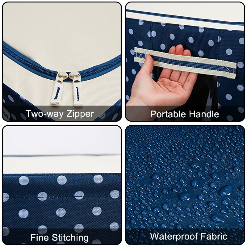 Сгъваема кутия за съхранение на дрехи Оксфорд органайзер за юргани с голям капацитет Прозрачна кутия за играчки, устойчива на прах Кутия за довършване Органайзер за гардероб