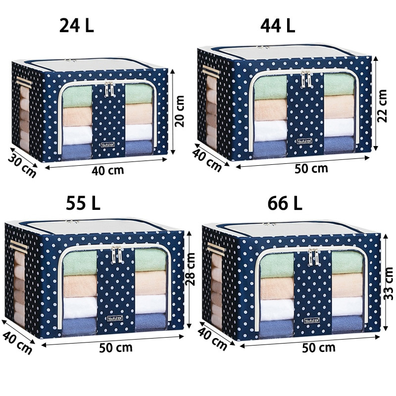 Сгъваема кутия за съхранение на дрехи Оксфорд органайзер за юргани с голям капацитет Прозрачна кутия за играчки, устойчива на прах Кутия за довършване Органайзер за гардероб