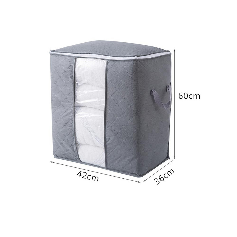 Съхранение на юргани Домашен органайзер за съхранение Преносим гардероб против прах Бамбукова чанта за дрехи Кутия за съхранение